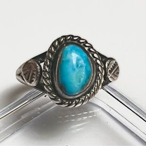 Navajo, Old Pawn Sterling Silver Sleeping Beauty Turquoise Ring